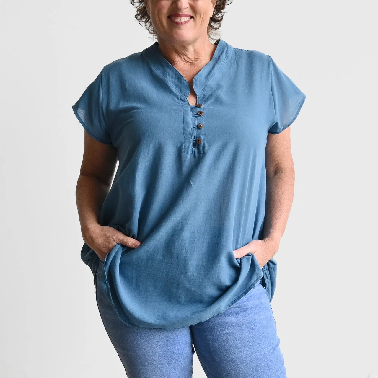 Easy Fit Cotton Cap Sleeve Tunic Top