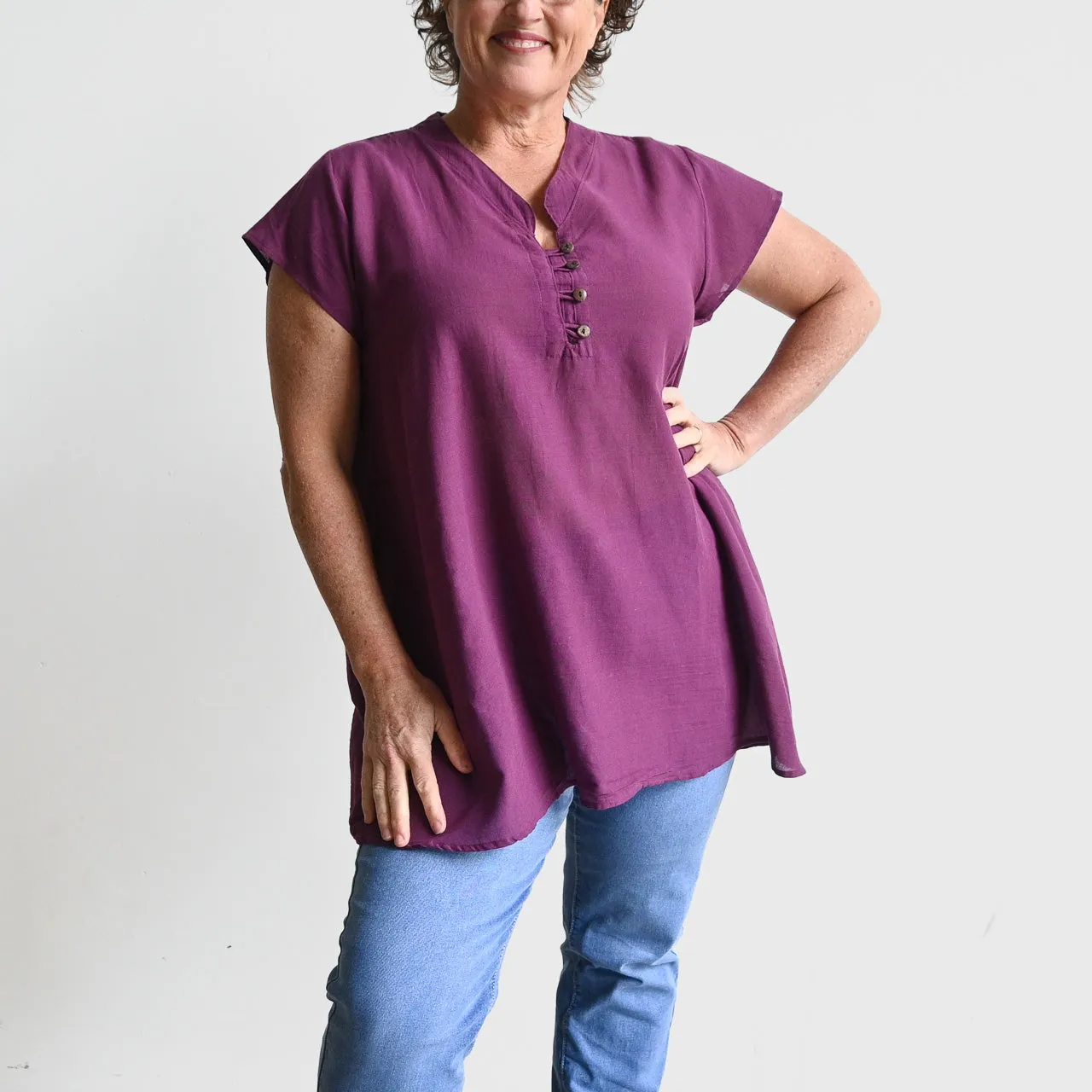 Easy Fit Cotton Cap Sleeve Tunic Top