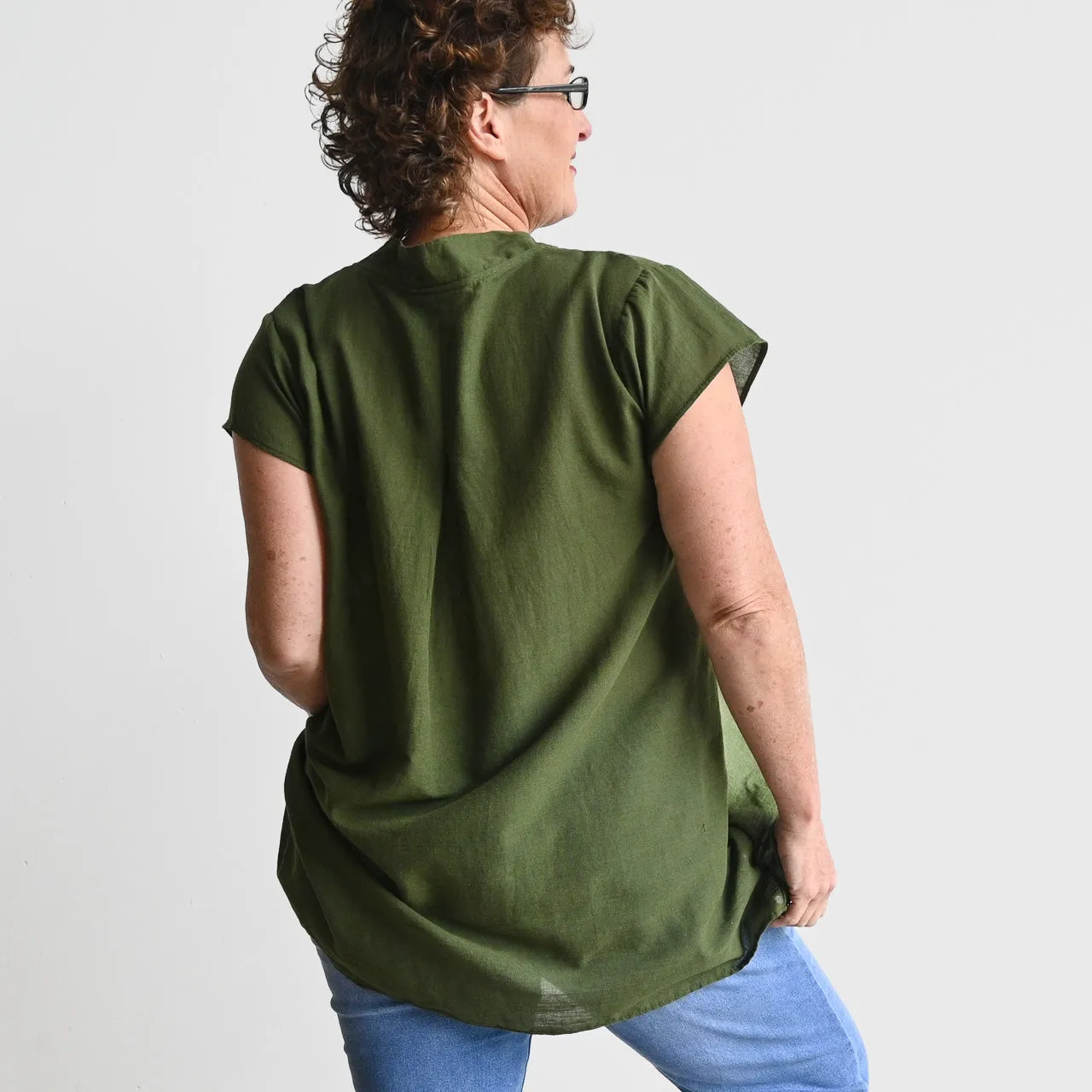 Easy Fit Cotton Cap Sleeve Tunic Top