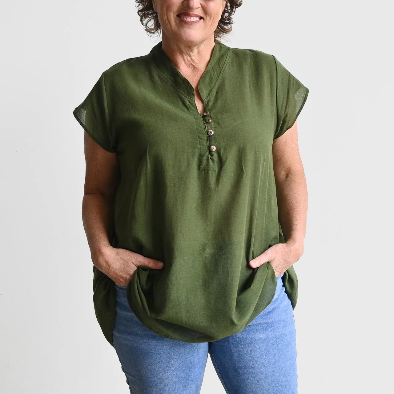 Easy Fit Cotton Cap Sleeve Tunic Top