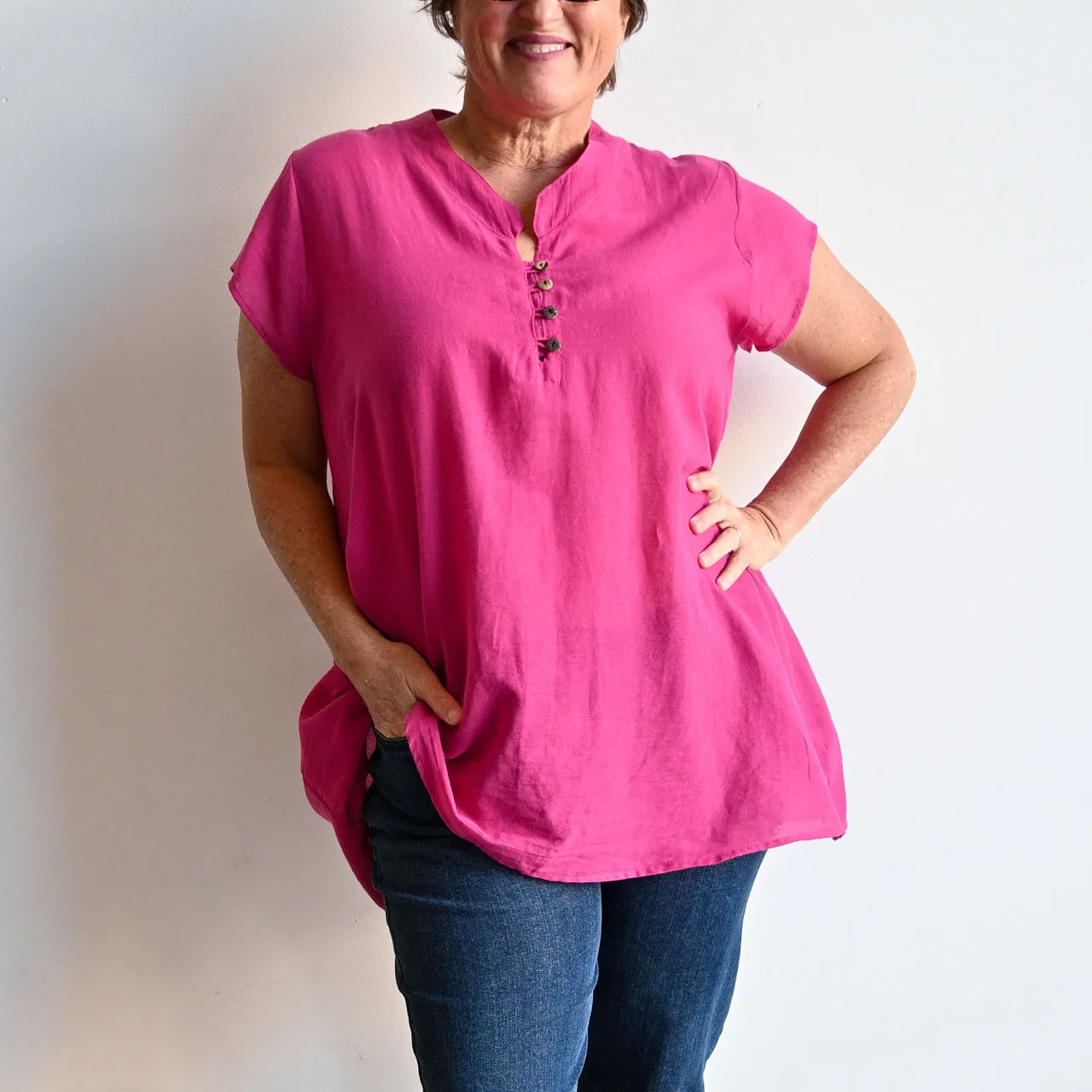 Easy Fit Cotton Cap Sleeve Tunic Top