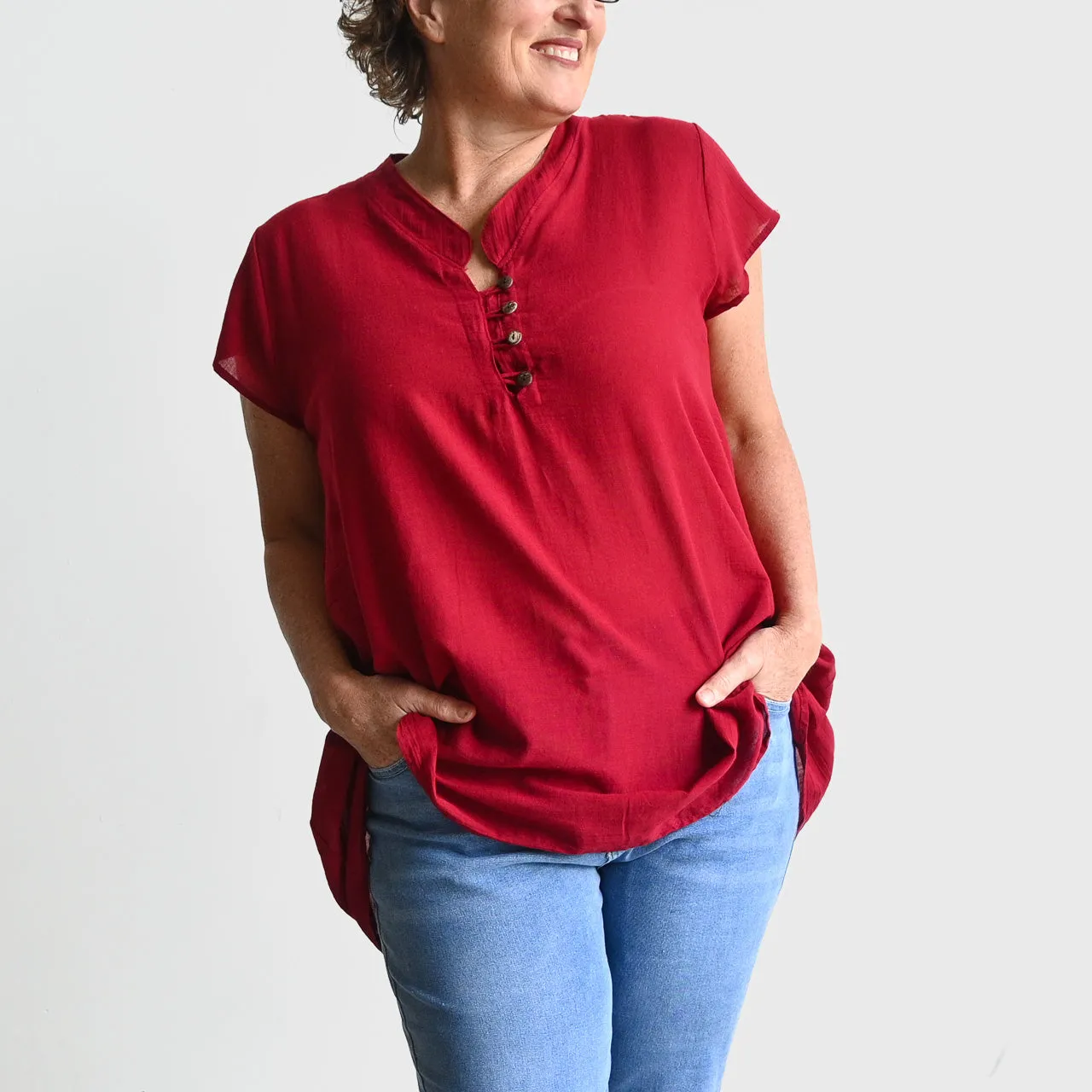 Easy Fit Cotton Cap Sleeve Tunic Top