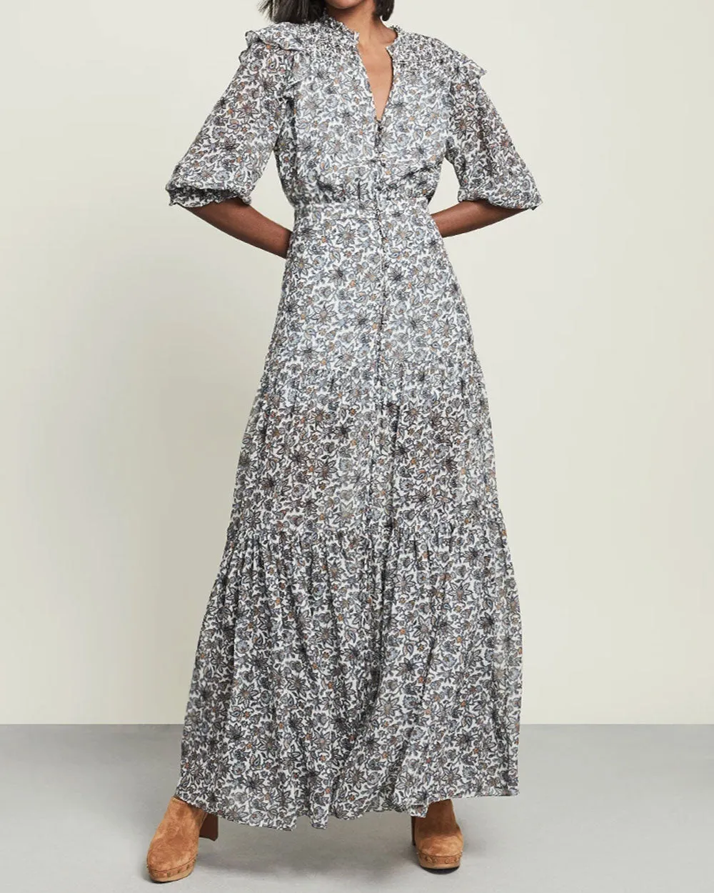 Ecru Floral Nitza Maxi Dress