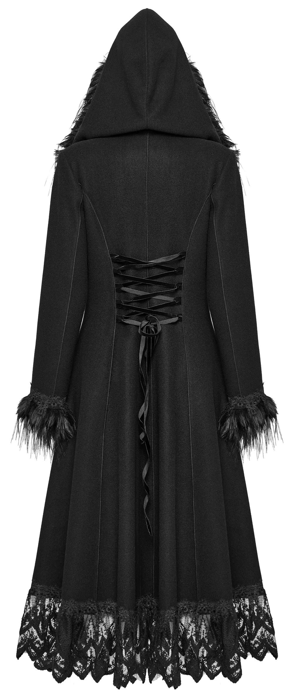 Elegant Gothic Faux Cashmere Lace-Trim Coat