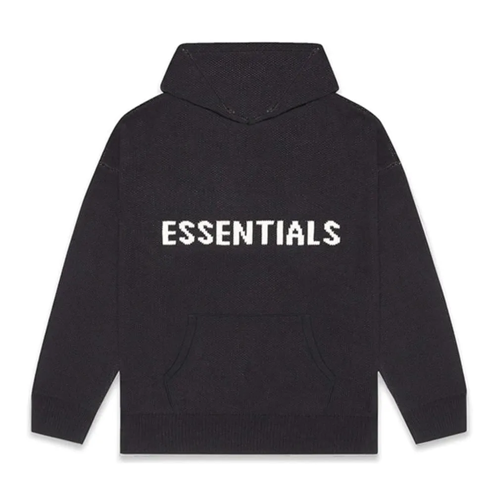 ESSENTIAL FOG KNIT HOODIE BLACK