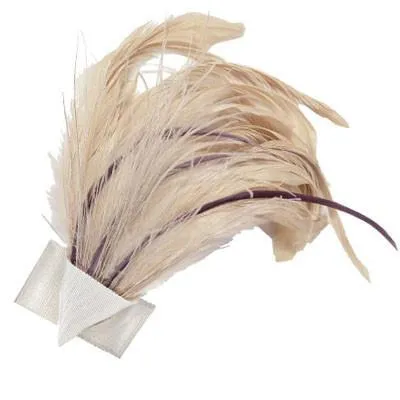 Feather Trim - Cream & Plum