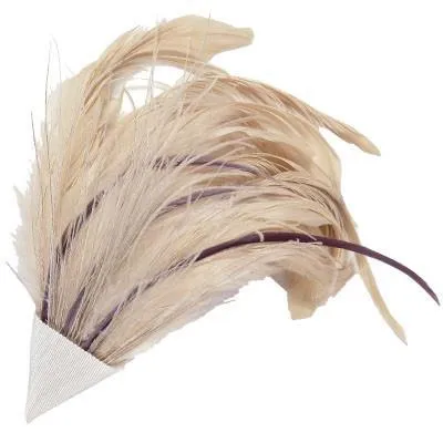 Feather Trim - Cream & Plum