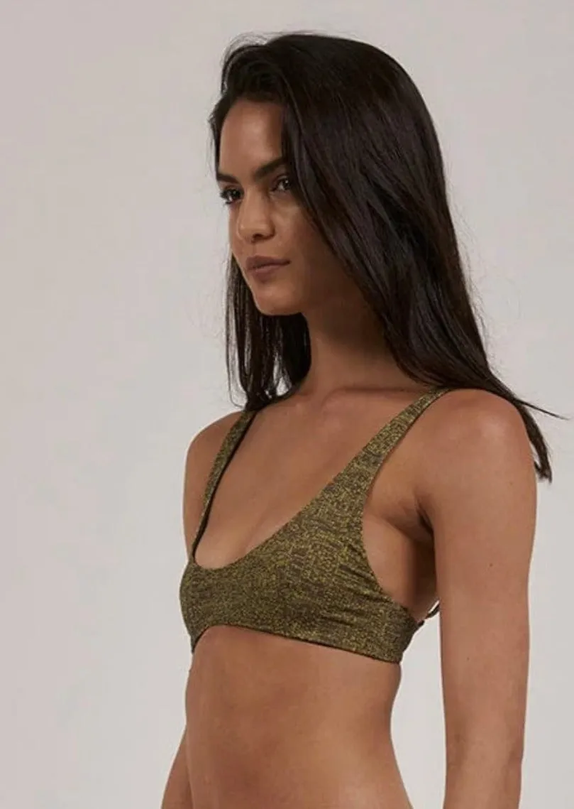 Feedback Plunge Bikini Top Antique Moss