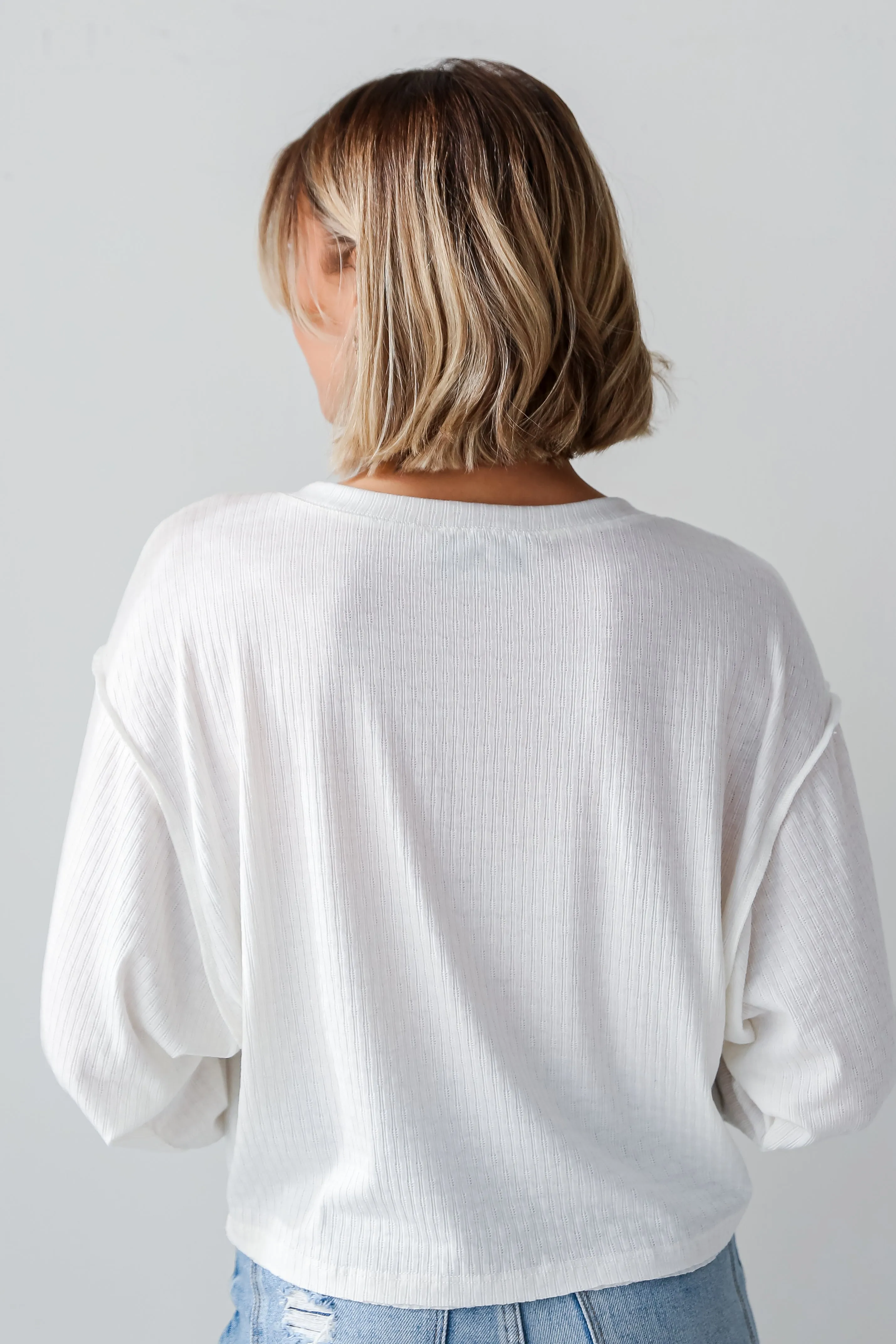 FINAL SALE - Amber White Henley Knit Top - DU DEAL