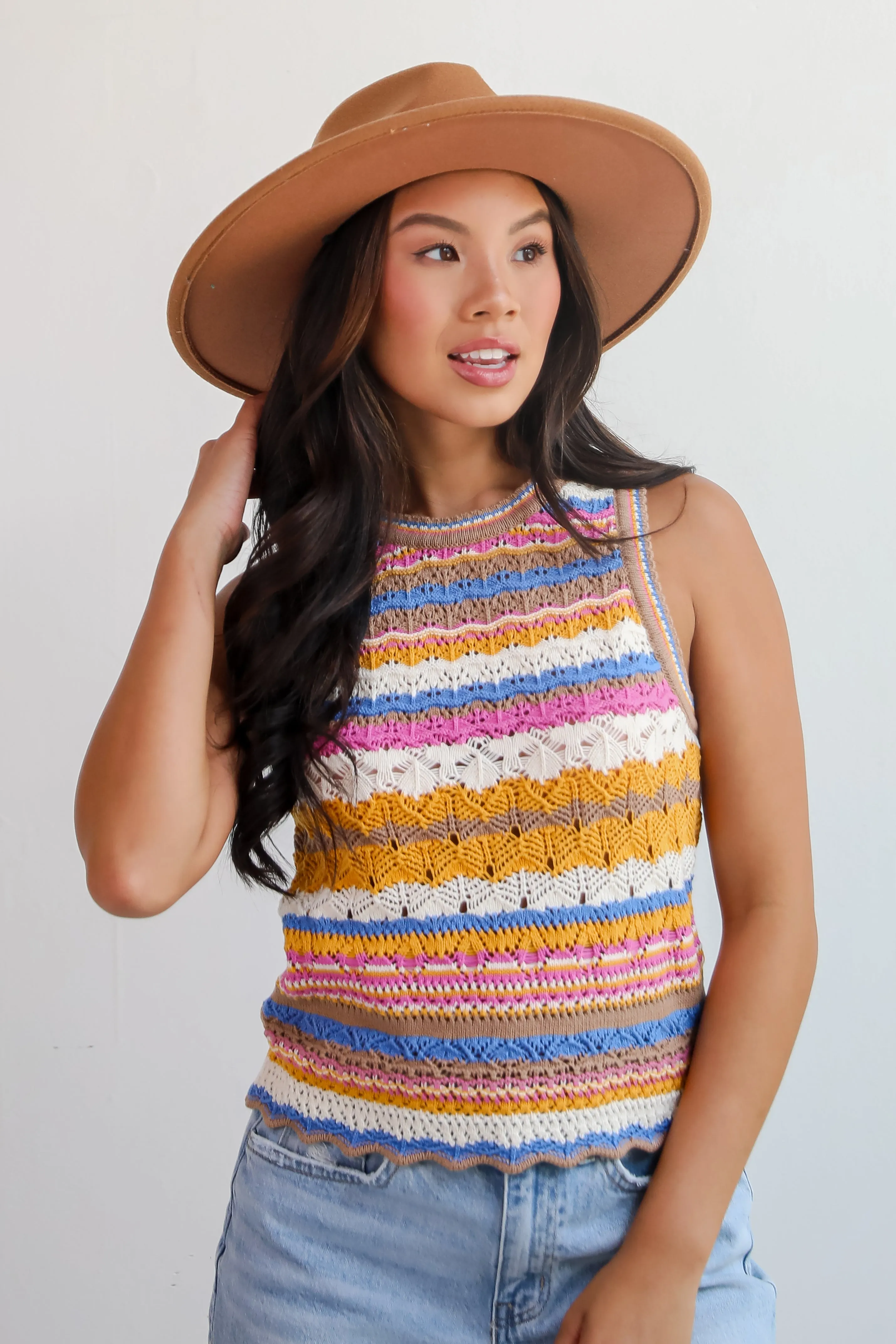 FINAL SALE - Superior Sweetness Multi Crochet Knit Tank