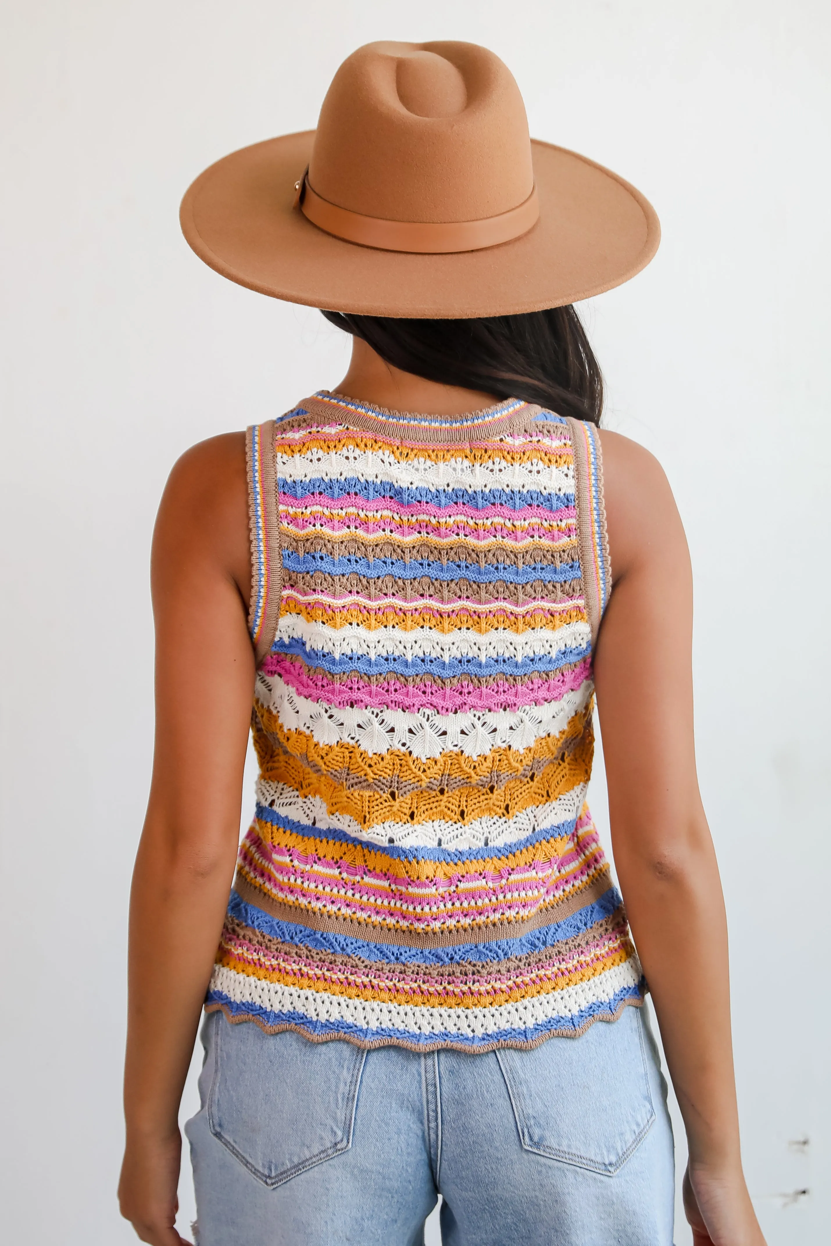 FINAL SALE - Superior Sweetness Multi Crochet Knit Tank