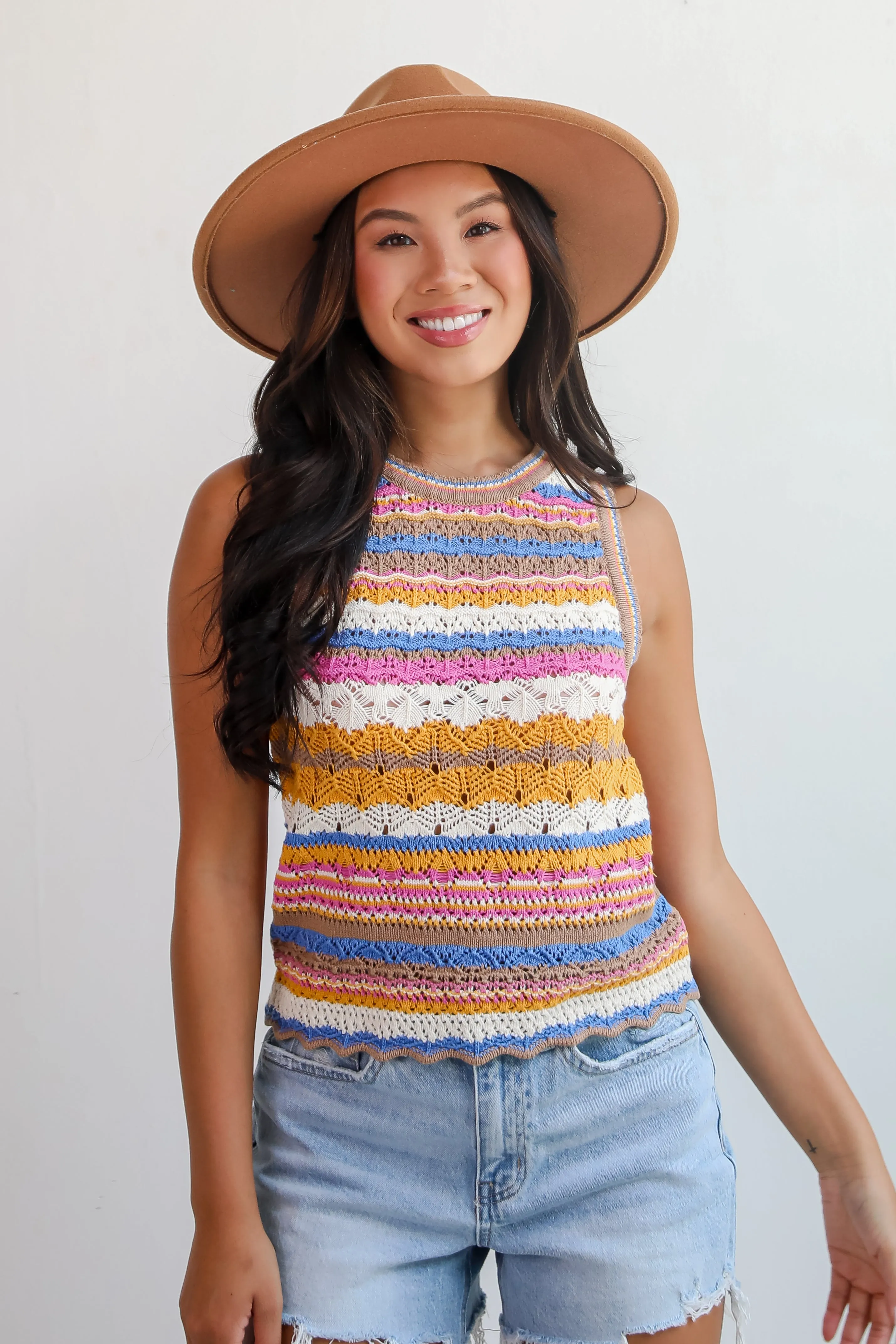 FINAL SALE - Superior Sweetness Multi Crochet Knit Tank