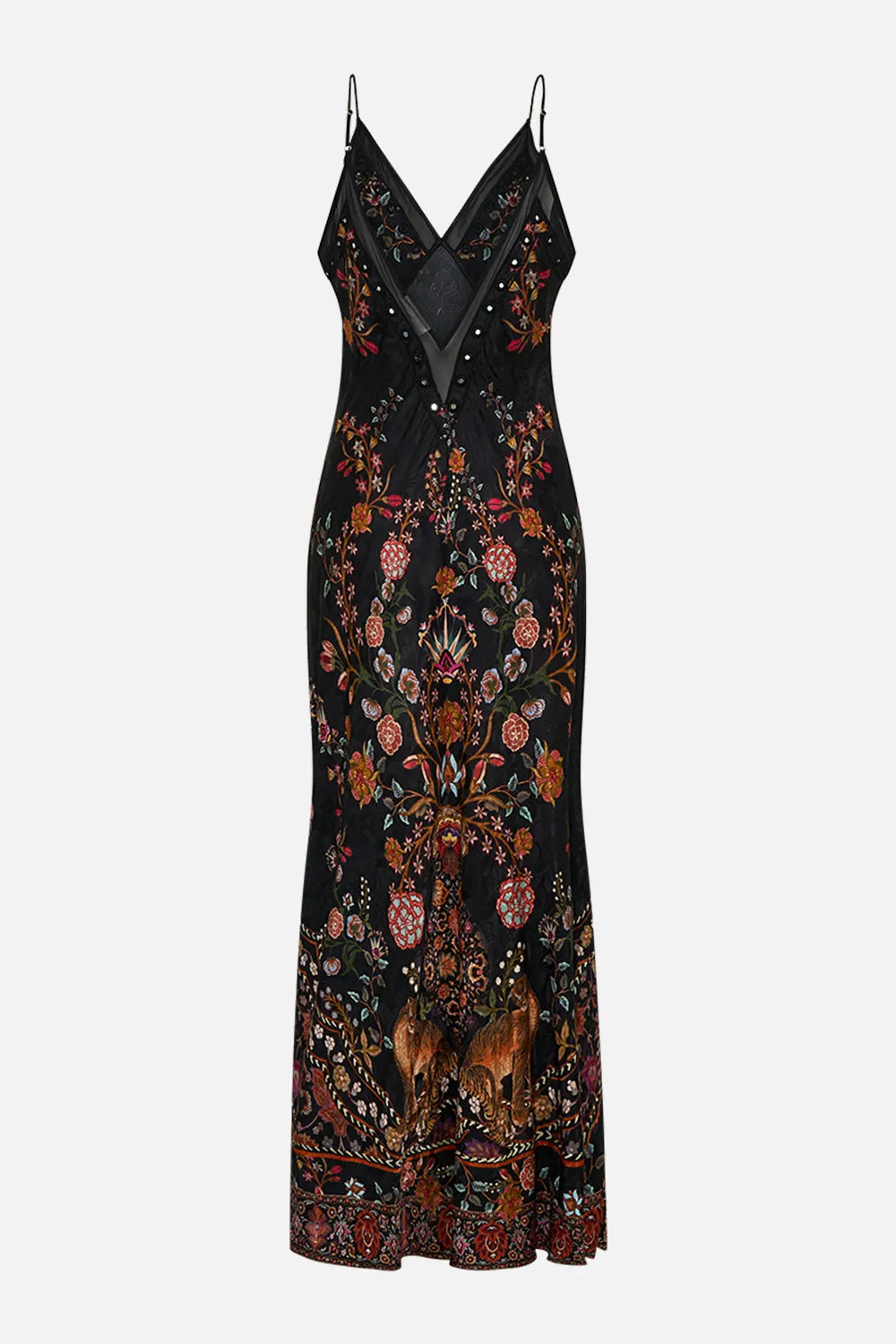 FLORAL JACQUARD FULL LENGTH BIAS SLIP DRESS LOOM TO TOMB