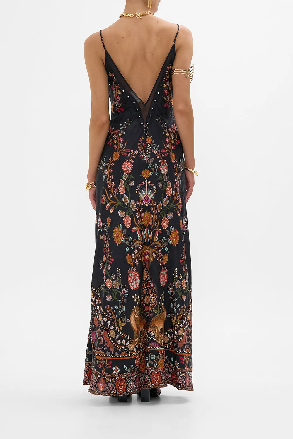 FLORAL JACQUARD FULL LENGTH BIAS SLIP DRESS LOOM TO TOMB