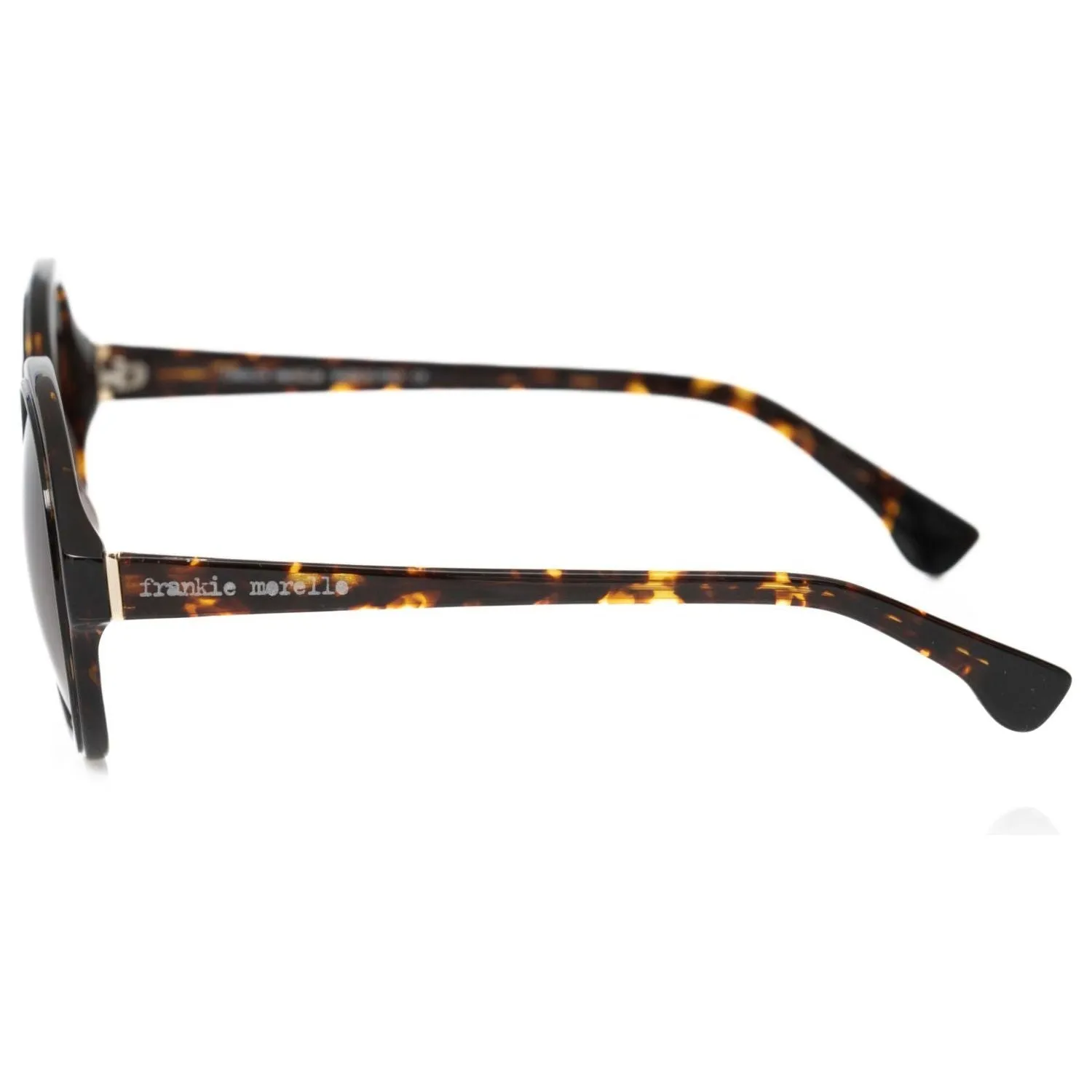 Frankie Morello Chic Black Turtle Pattern Round Sunglasses