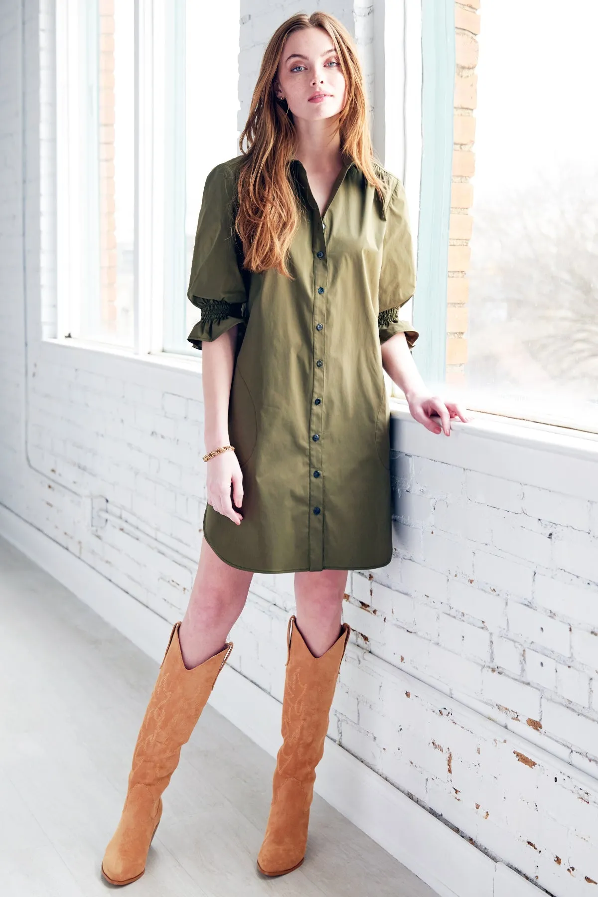 GAMEDAY! Miller Puff Sleeve Shirt Dress Purple Hemp/Cotton - WEB exclusive