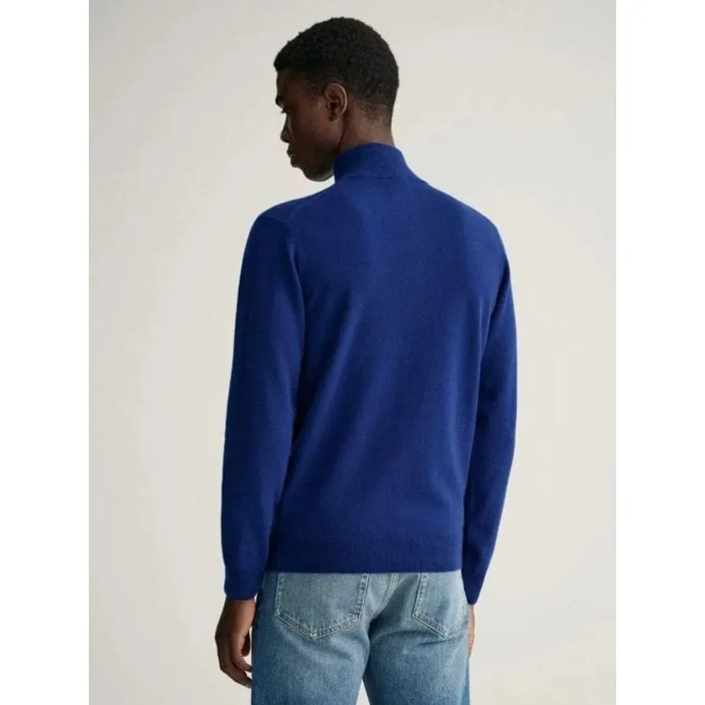 Gant Superfine Lambswool Half-Zip Sweater in College Blue