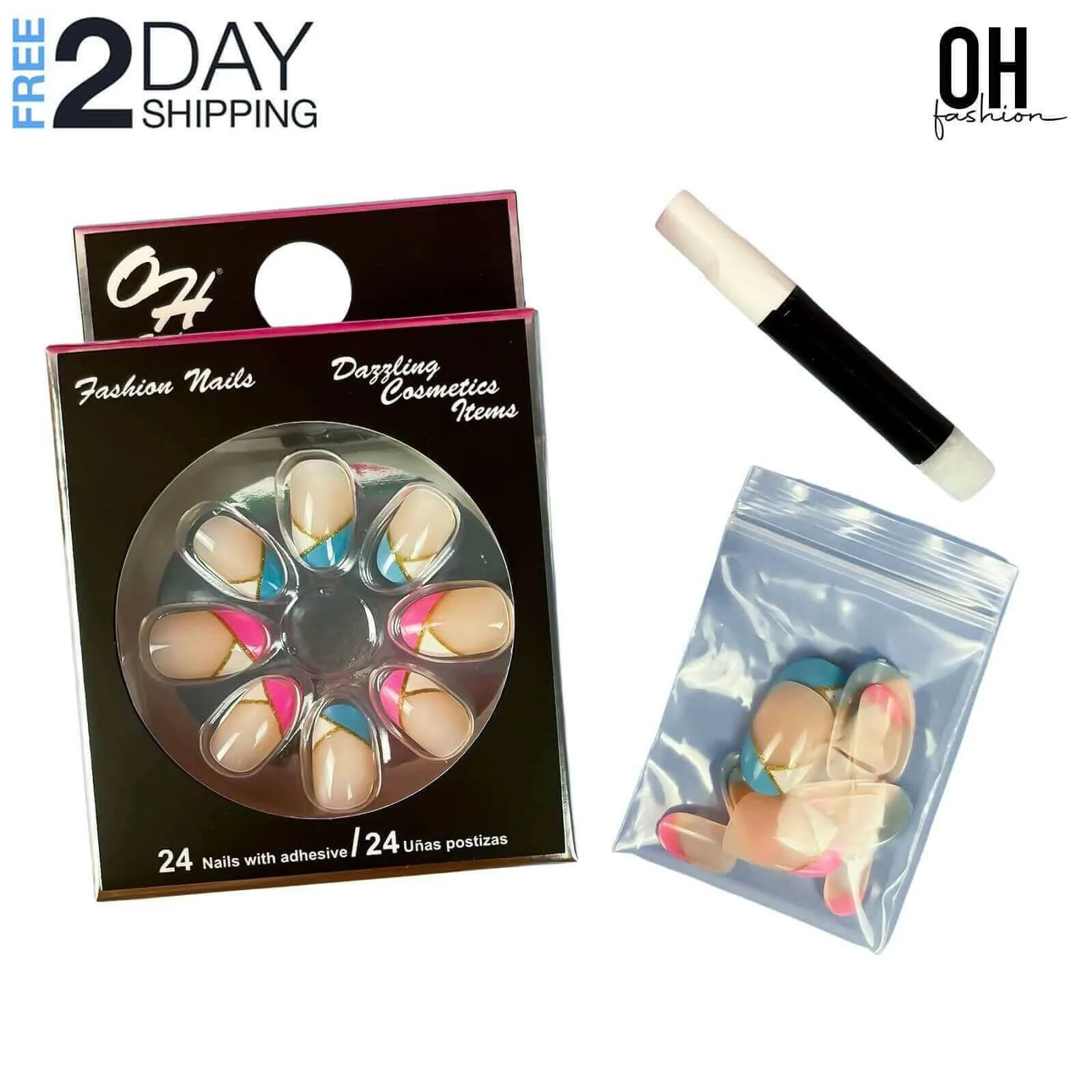 Glue on Nails Daily Chic, 24 PCs