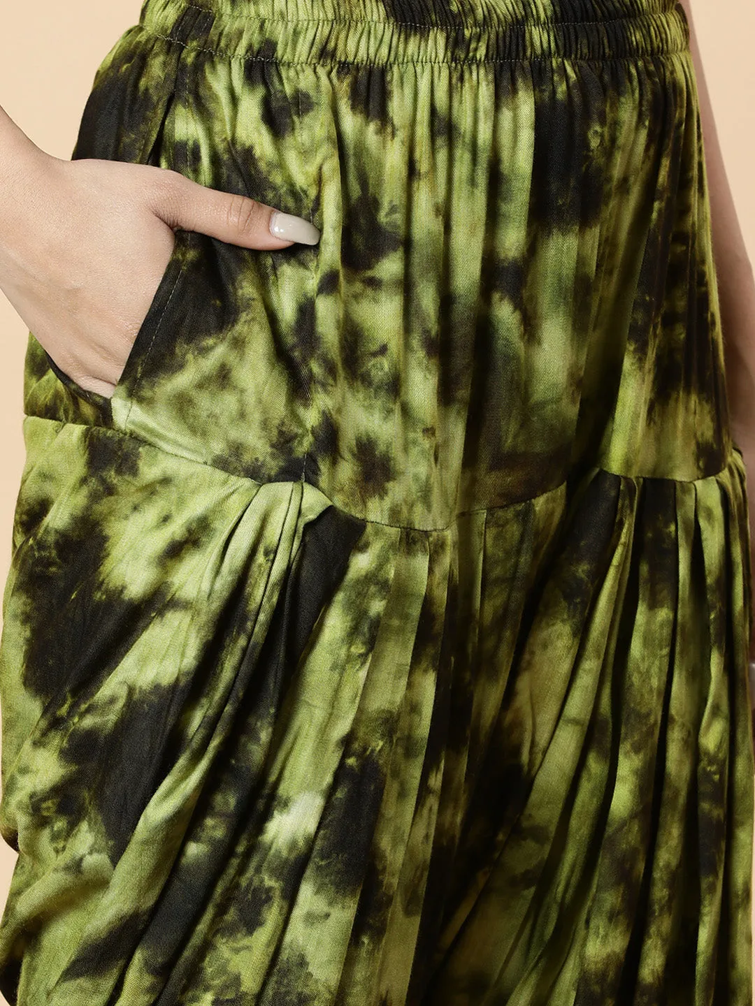 Green Rayon TieDyeSalwar