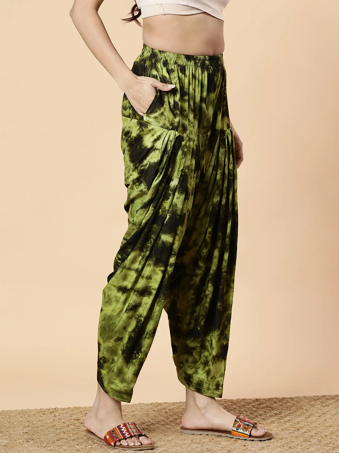 Green Rayon TieDyeSalwar