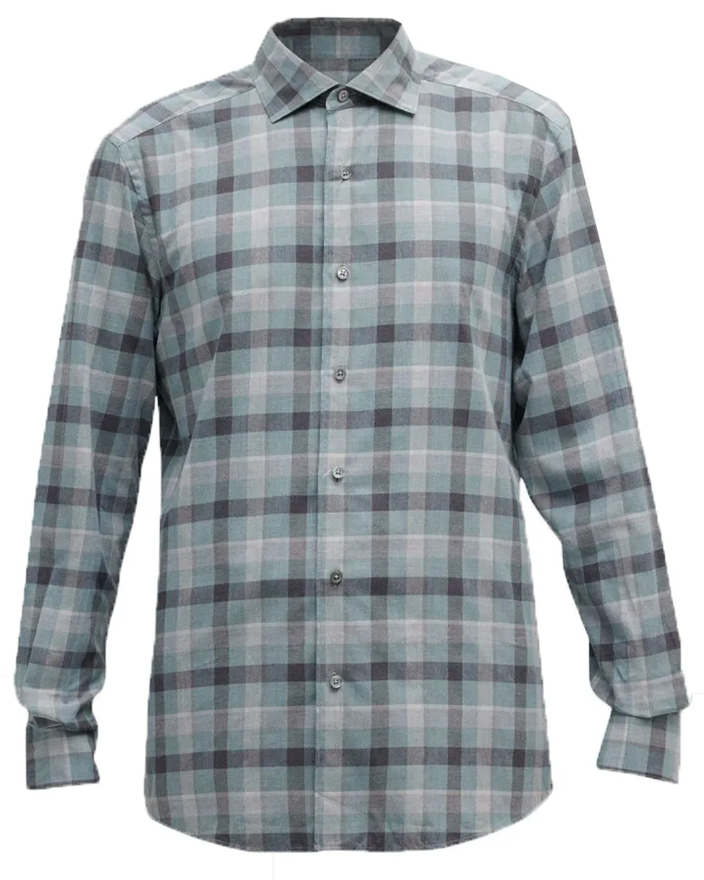 Grey Mix Plaid Sport Shirt