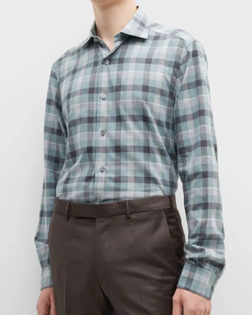 Grey Mix Plaid Sport Shirt