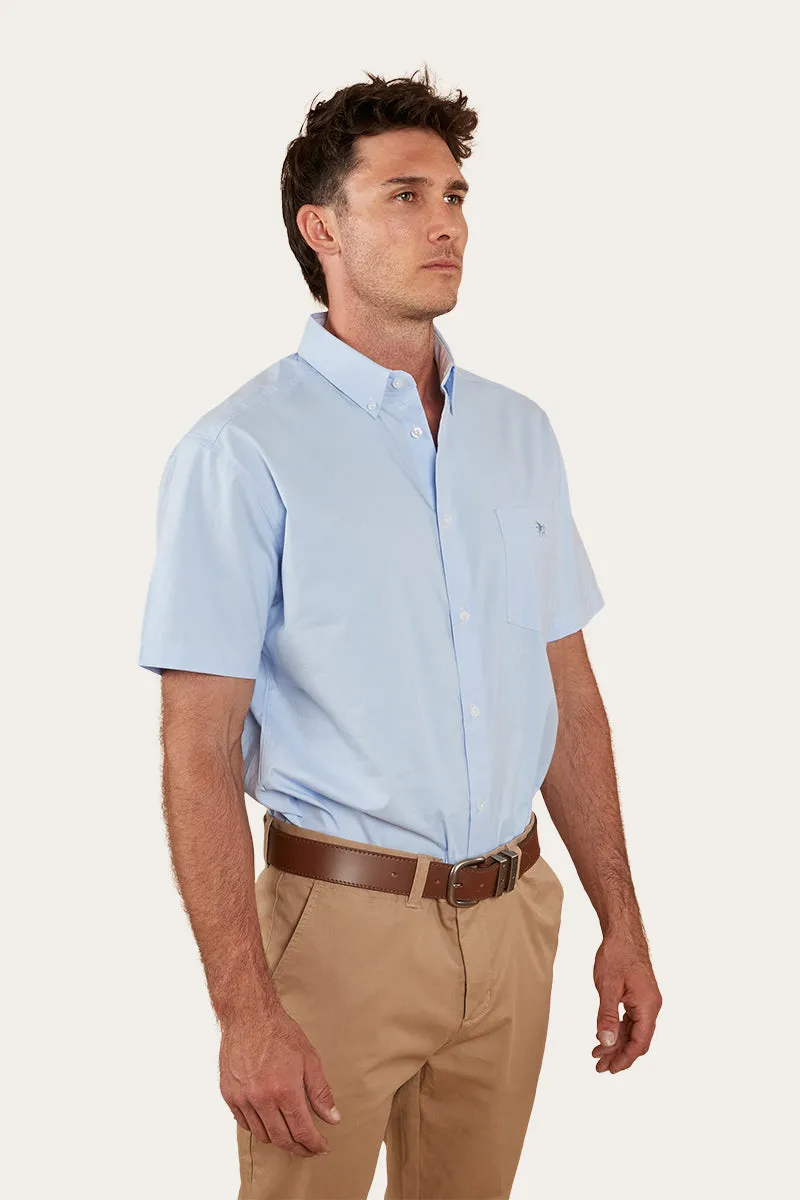 Heritage Mens Short Sleeve Dress Shirt - Blue Chambray