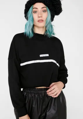 High Neck Stripe Crop Sweatshirt