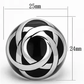 High polished (no plating) Stainless Steel Ring with Epoxy in Jet for Women Style TK1133