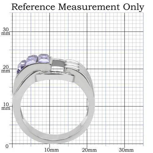 High polished (no plating) Stainless Steel Ring with Top Grade Crystal in Tanzanite for Women Style TK181