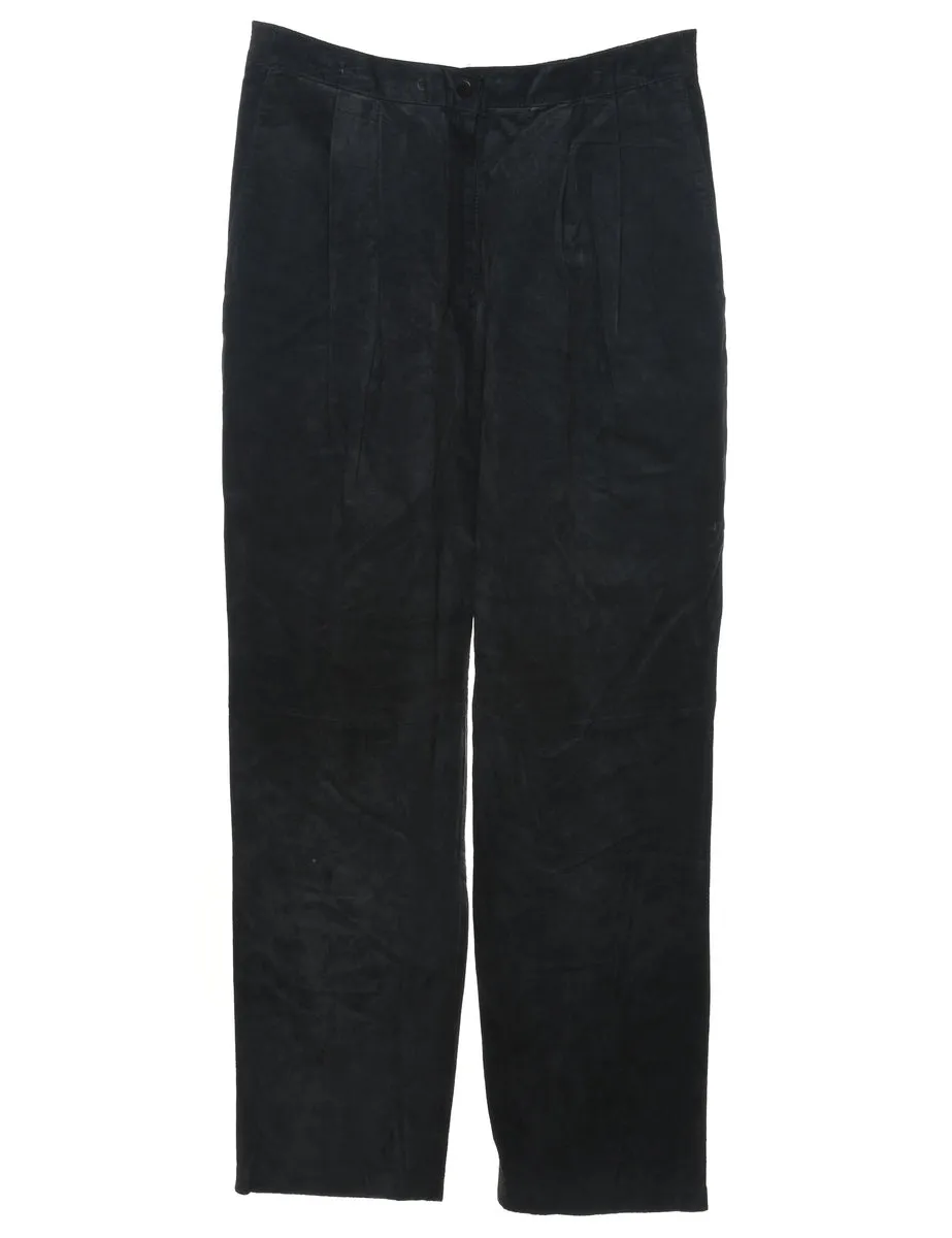 High Waist Black Suede Trousers - W32 L31