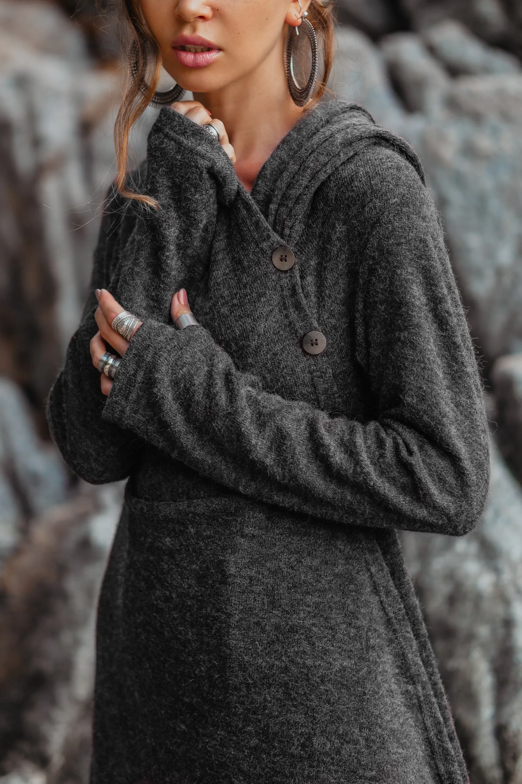 Hooded Sweater Amita Charcoal