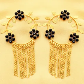 Imeora Tripple Black Flower Round Shape Earrings