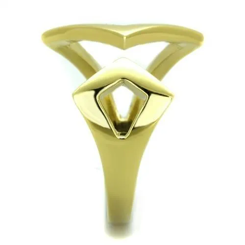 IP Gold(Ion Plating) Stainless Steel Ring with No Stone for Women Style TK1903