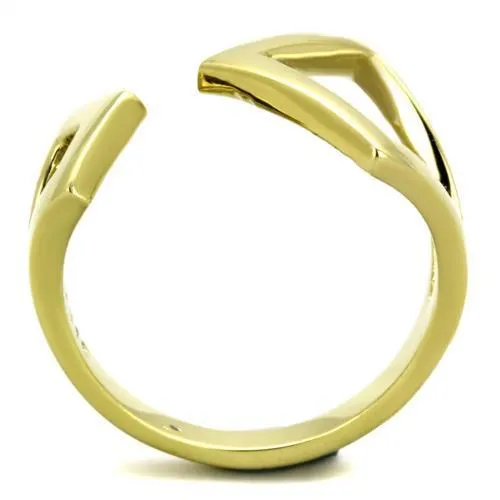 IP Gold(Ion Plating) Stainless Steel Ring with No Stone for Women Style TK1903