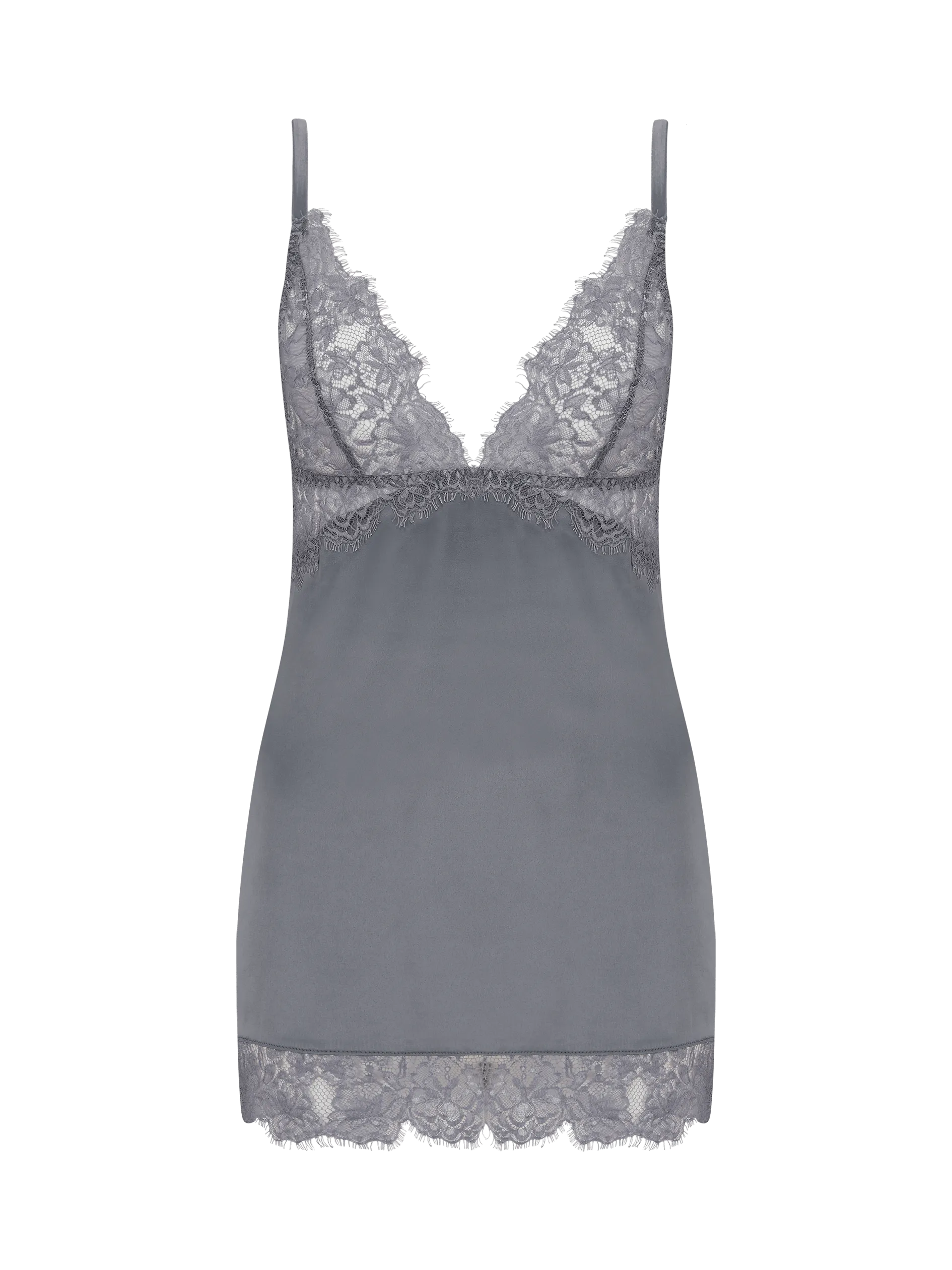 Isabella Grey Lace Slip Dress