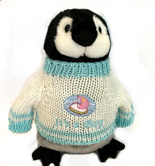 It's A Boy Penguin Plush (10" Tall)