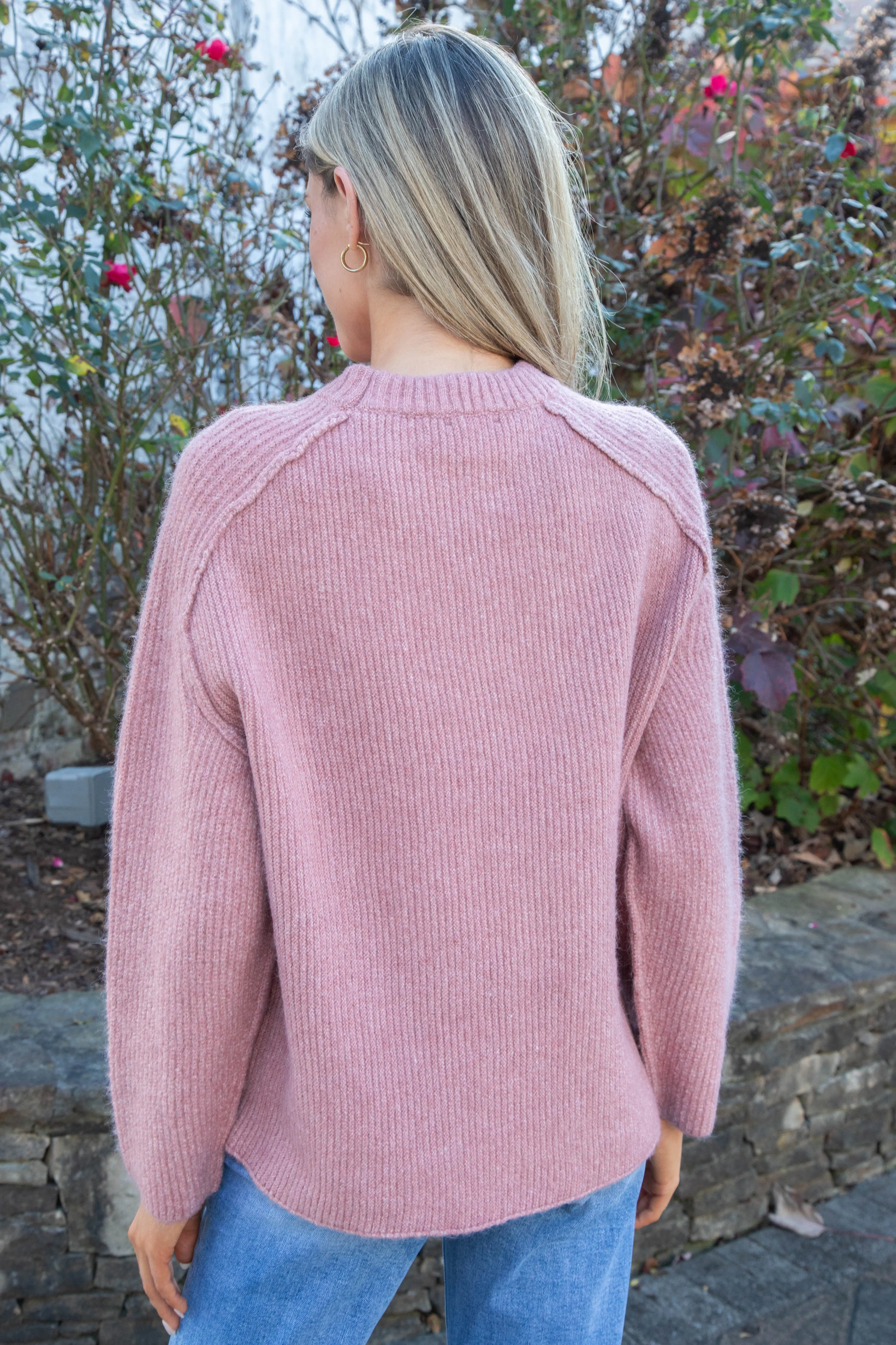 Jodie Seam Detail Sweater, Mauve