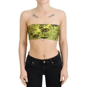 John Galliano Chic Cropped Stretch Top Bra in Multicolor Print