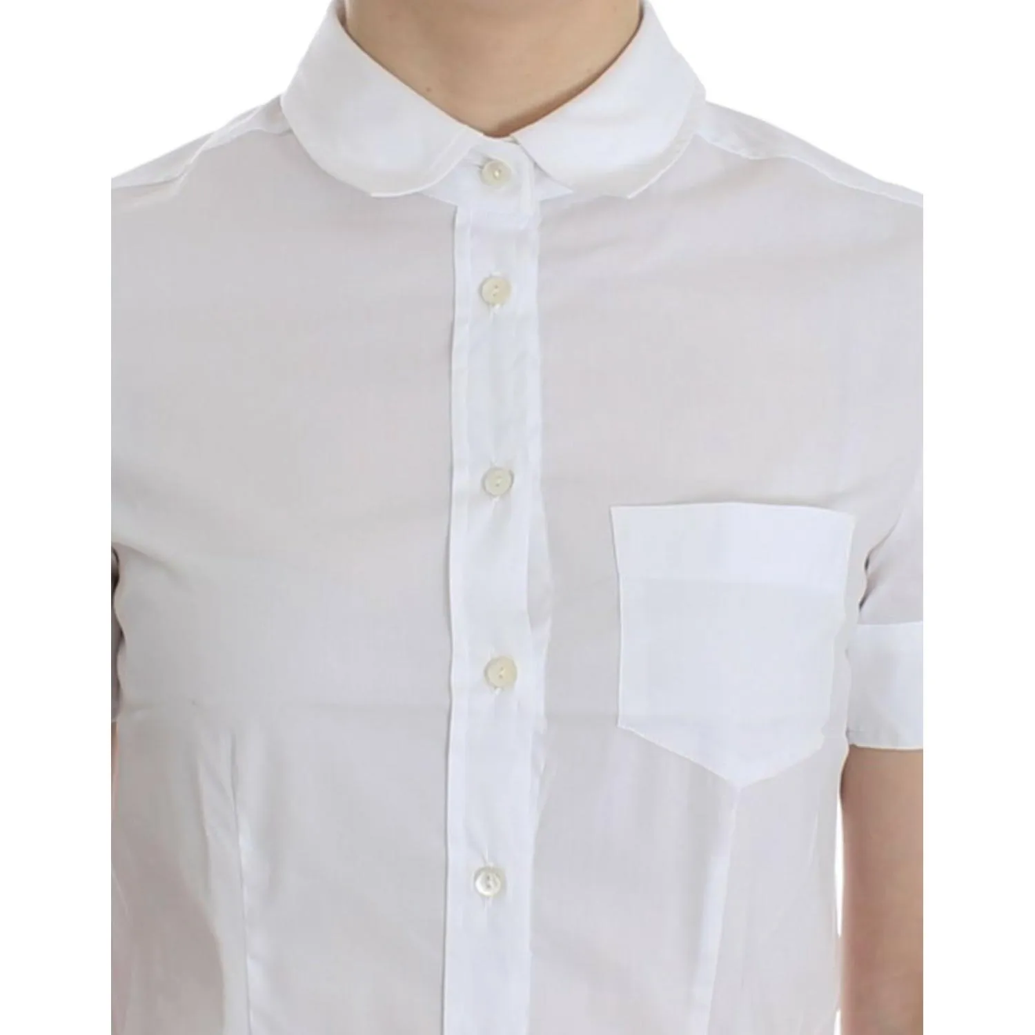 John Galliano Chic White Cotton Blend Shortsleeve Blouse