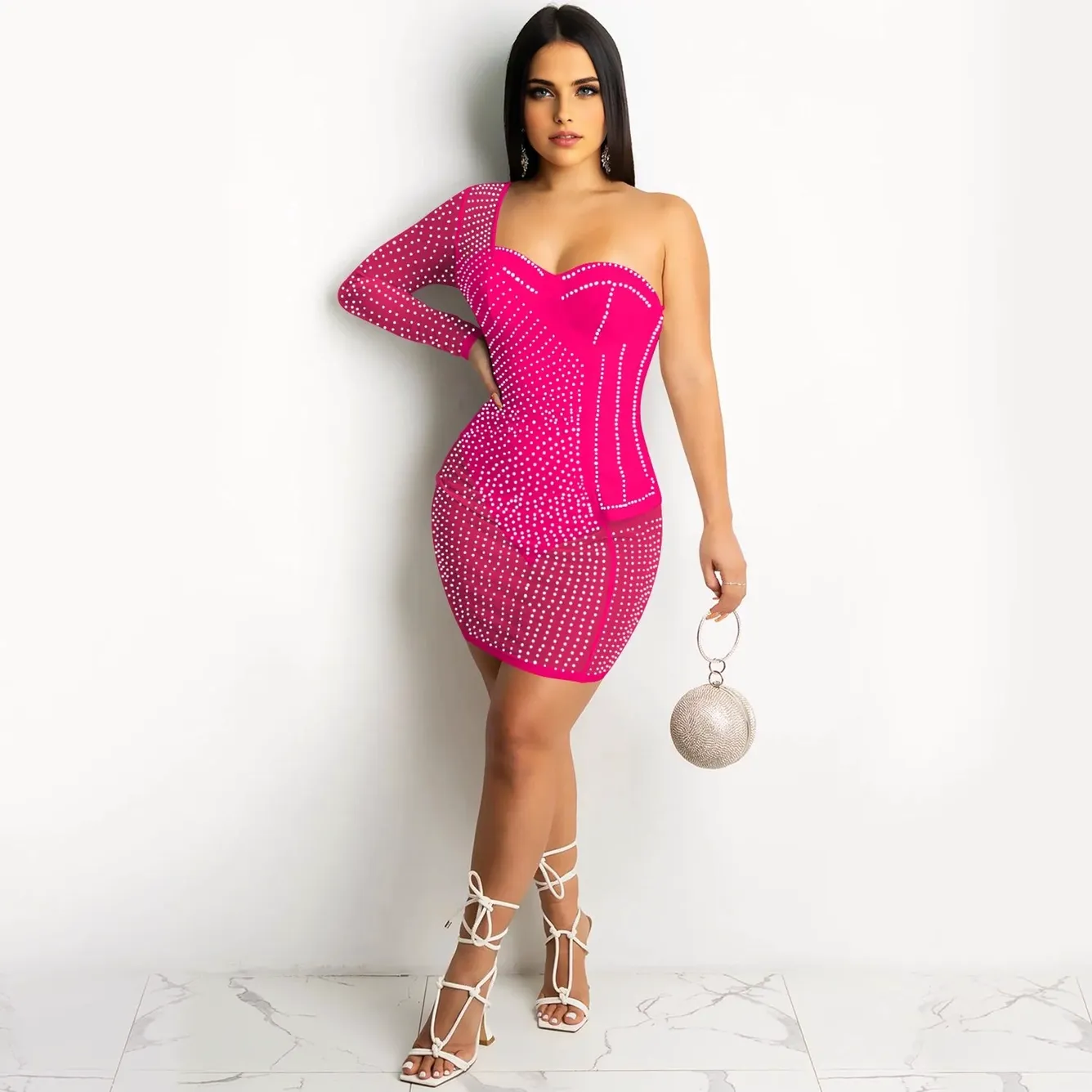 Julia Fashion - Sexy One Shoulder Sequin Bodycon Mini Dress