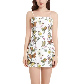 Kaleidoscope of Butterflies Sleeveless Square Neckline Spaghetti Strap Mini Dress