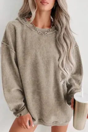 Khaki Ribbed Pullover