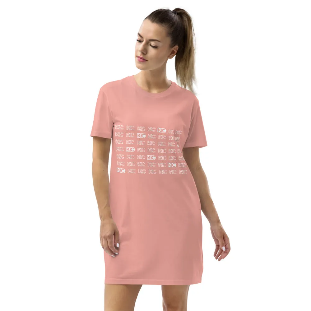 KIC Organic Cotton T-Shirt Dress in Black or Pink with Echo Print