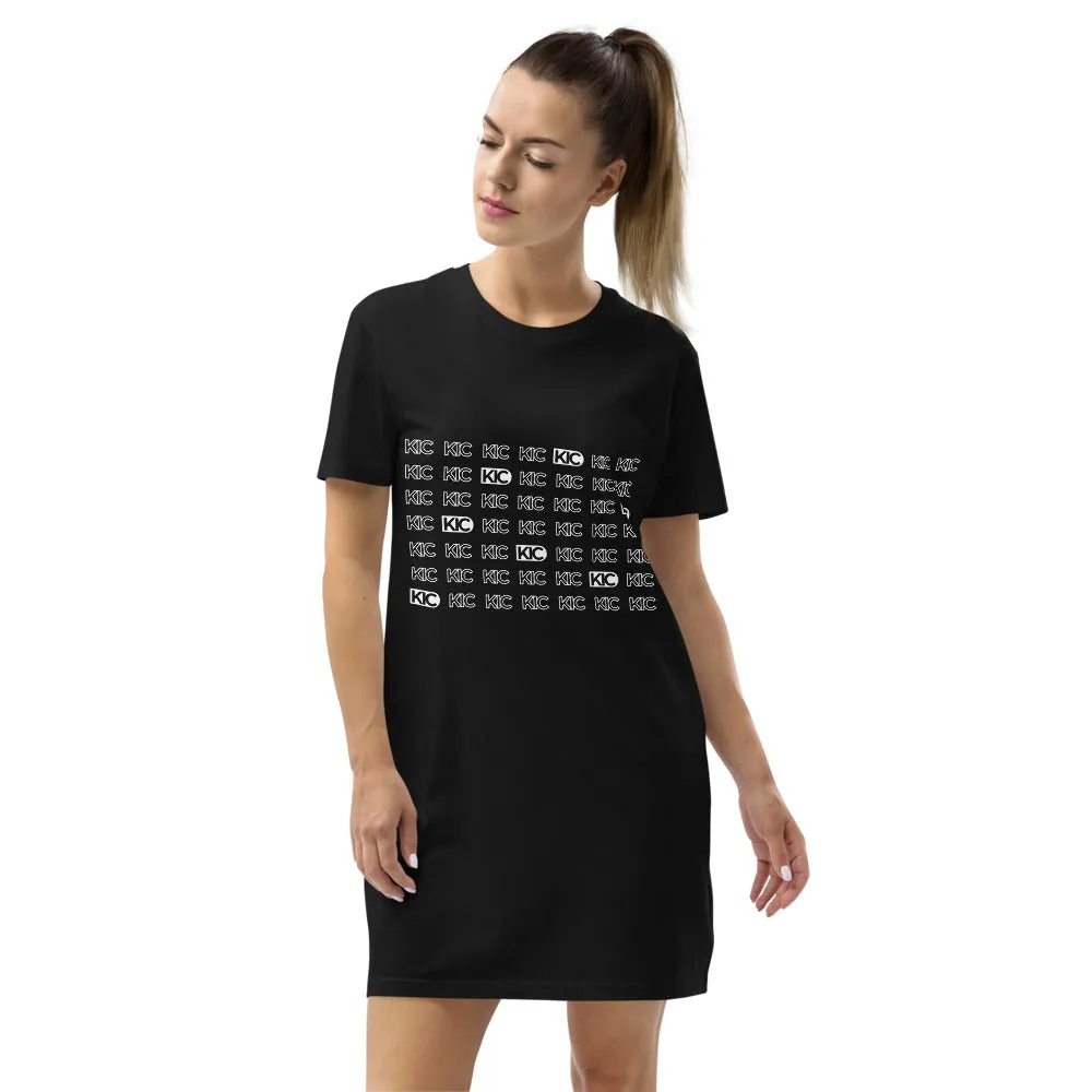 KIC Organic Cotton T-Shirt Dress in Black or Pink with Echo Print