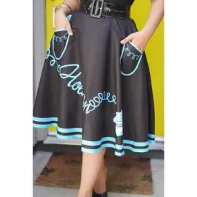 Kissing Charlie Hold On Circle Skirt in Blue and Black