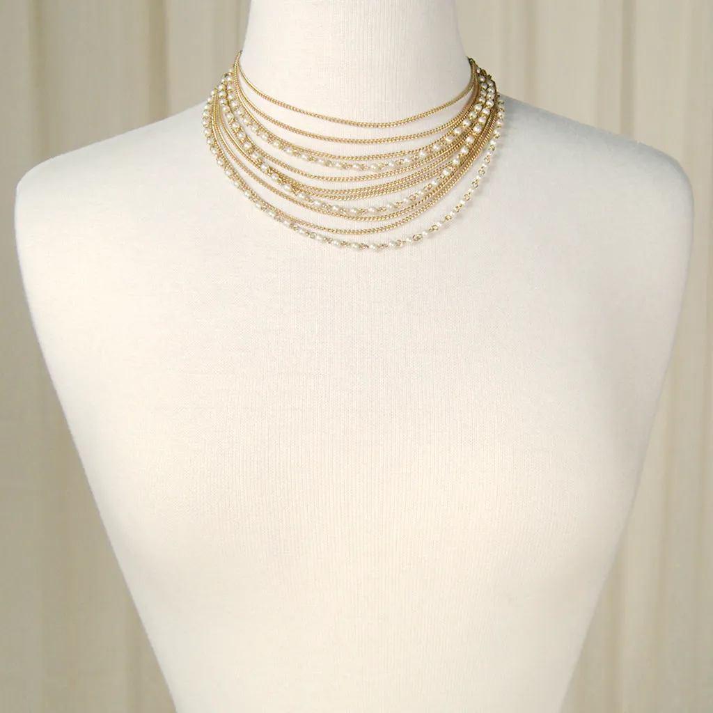 Layer Pearl & Chain Necklace