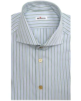 Light Blue and Green Stripe Dress Shirt