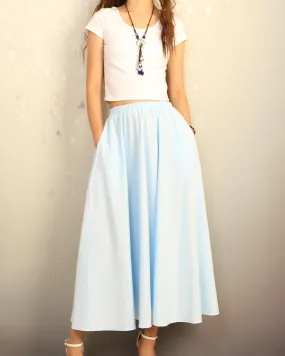 Linen skirt, Elastic waist skirt, Boho skirt with pockets, high waist skirt, flared skirt(Q1065)