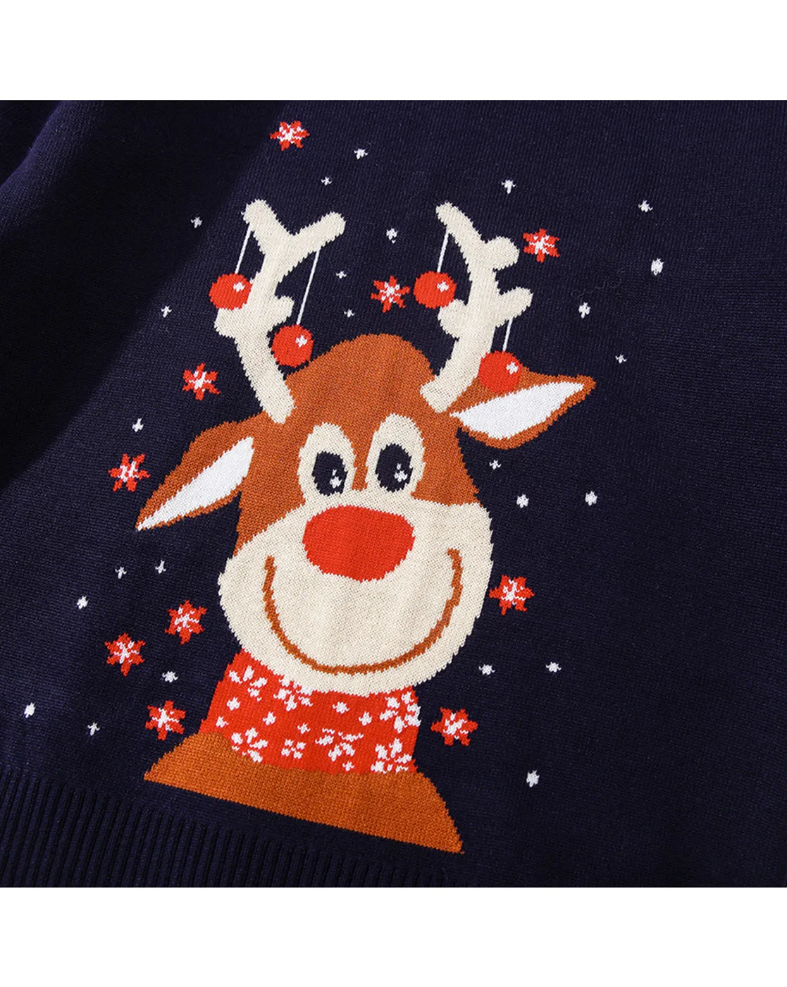 Little Surprise Box NavyBlue Big Reindeer Face Cardigan Sweater-7-8 Y